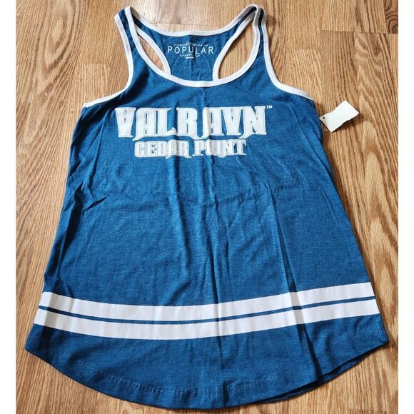 VALRAVN CEDER POINT Tank T-Shirt Size Medium Blue Racer-Back Tee Coverup Top - Picture 5 of 5